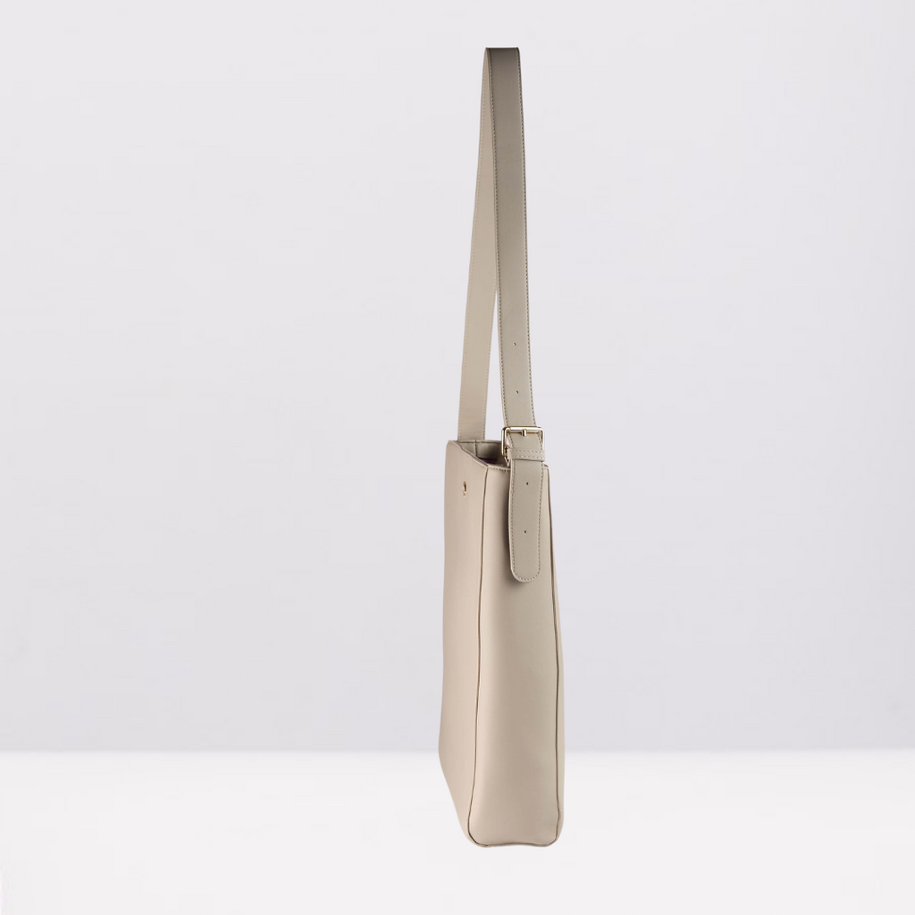 Beige laptop tote bag