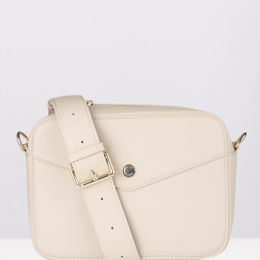 Beige cross shop body bag