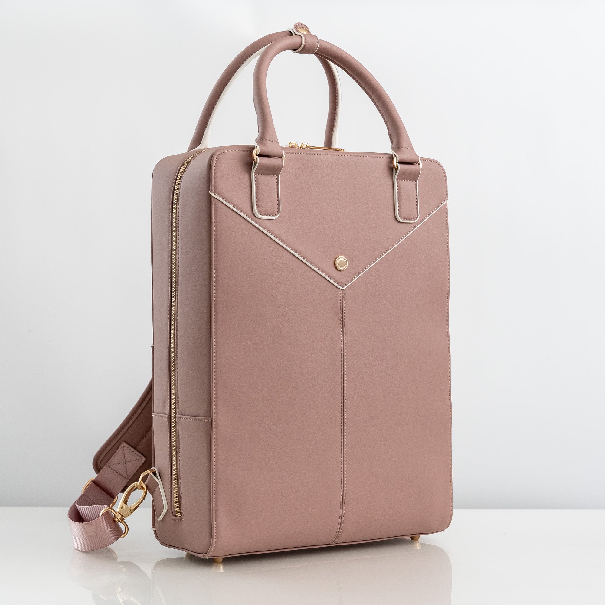 Leather Laptop Work Bag Women's Laptop Luxury Women's Laptop Tote Bag  In Pink White Detailing – Carter Bags