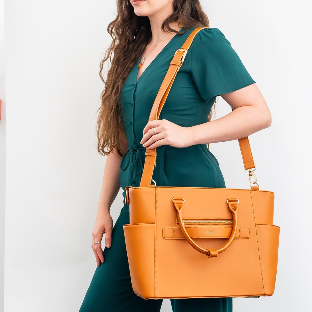 Laptop Tote Bag With Laptop Sleeve in Tan