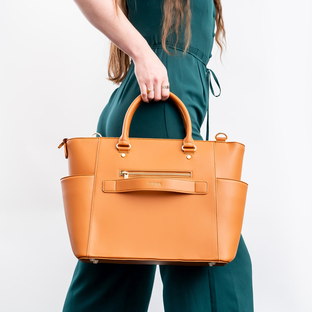Laptop Tote Bag With Laptop Sleeve in Tan