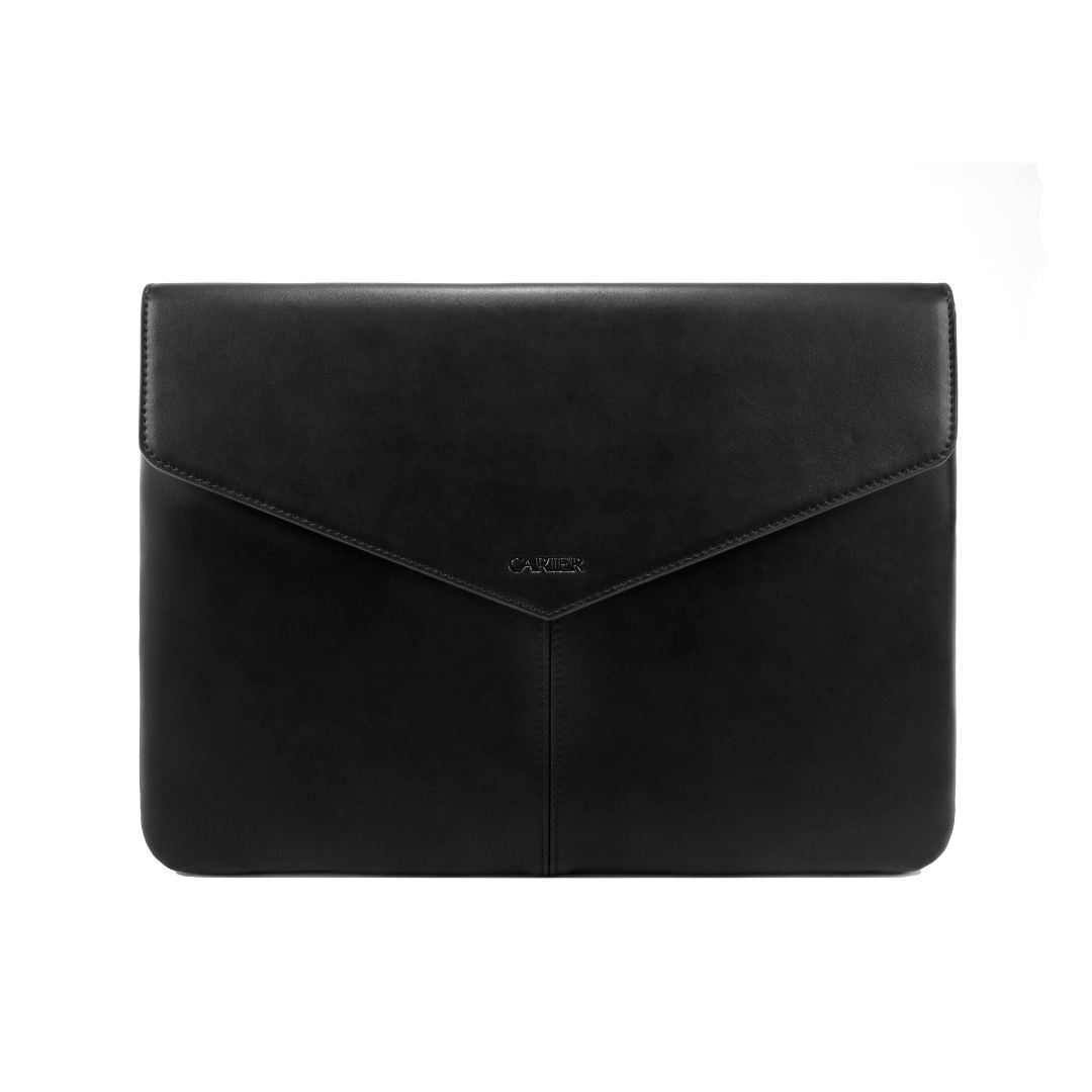 sophisticated laptop bag, laptop case featuring debossed CARTER logo, handmade bag